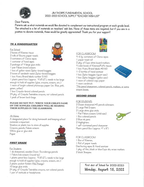 Supply List TK - 2nd